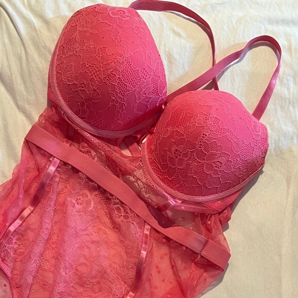 Elegant Pink Lace Bodysuit